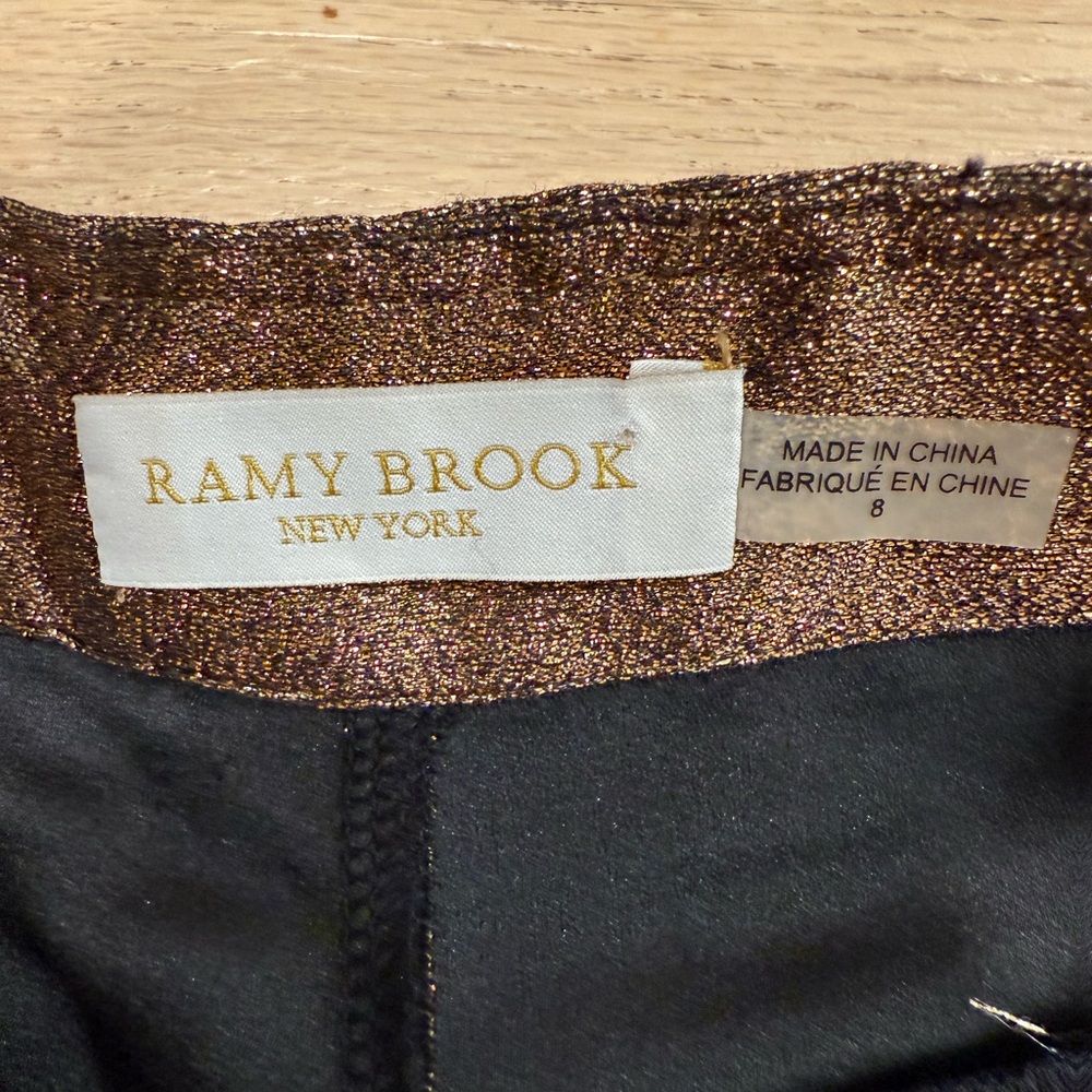 Ramy Brook Lucinda Gold Lame Metallic Skinny Ankle Zip Pants Size 8 EUC - Picture 5 of 8